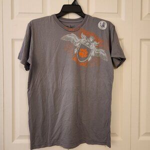 Clemson University Tigers T-Shirt Gray Crew Neck Sz L Winged Shield Design NWOT
